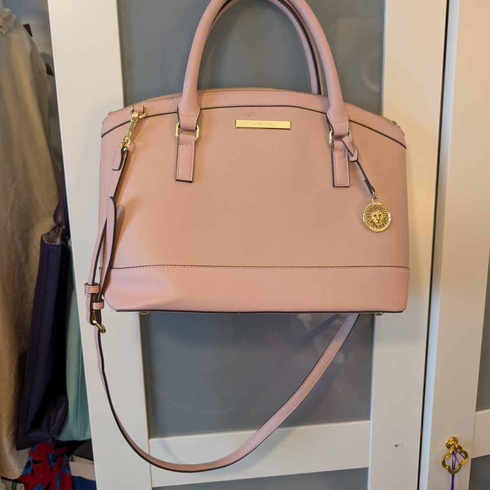 Anne Klein Pink Satchel with Gold Accents